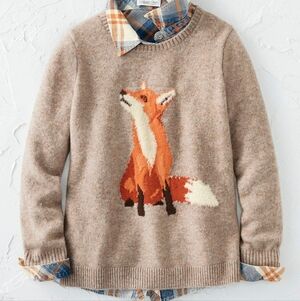Coldwater Creek Falling For Foxes Sweater In Color Heather Oatmeal Multi